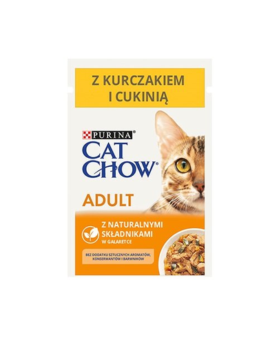 CAT CHOW Adult Hrana umeda pisici, cu pui cu dovlecel in aspic 85 g Adult imagine 2022