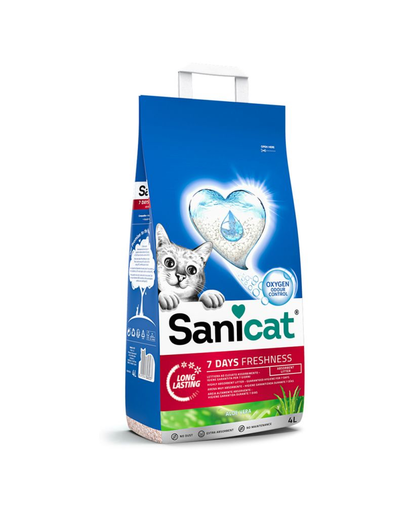 SANICAT 7 DAYS Aloe Vera nisip pentru litiera pisici, mineral 4 L