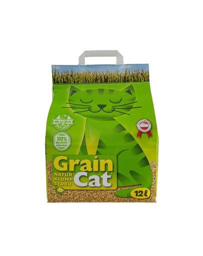  GUSSTO GrainCat 12 l (3,9 kg) asternut natural din cereale pentru litiera pisicilor 