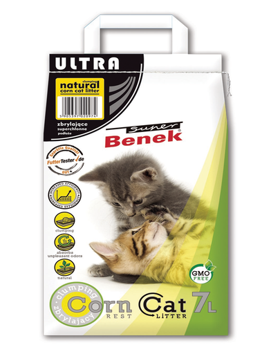 BENEK Super Corn Cat Ultra Natural – Strat biodegradabil pentru litieră- 7 L / 4,4 kg