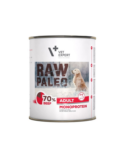 VETEXPERT RAW PALEO - Hrană umedă pentru câini adulți - vită - 800g