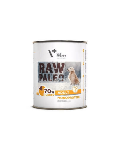 VETEXPERT RAW PALEO Adult hrana umeda caini adulti, curcan 800 g