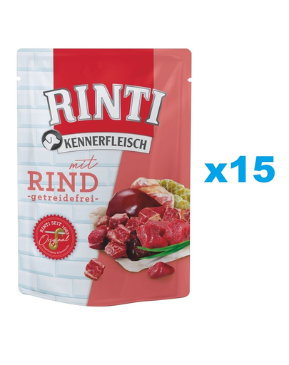 RINTI Kennerfleisch Beef plic hrana umeda caine 15 x 400 g, cu vita