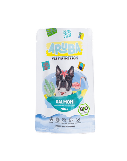 ARUBA Dog Organic plic hrana umeda caini somon cu quinoa, bok choy si turmeric 100 g 100 imagine 2022