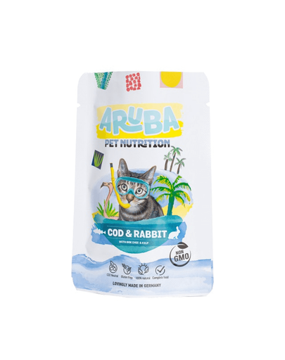 ARUBA Cat hrana umeda pisici 70 g cod, iepure, varza si alge Alge