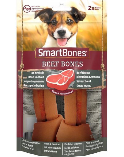 SmartBones Beef Medium recompensă pentru câini de talie medie, carne de vită 2 buc. Beef imagine 2022