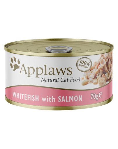 APPLAWS Cat Tin Whitefish & Salmon 6x70g peste alb si somon, hrana umeda pisica (6x70g) imagine 2022