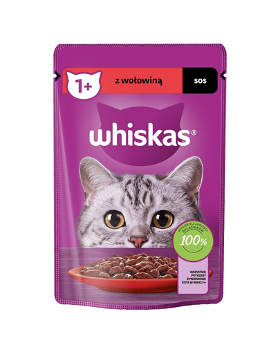 WHISKAS Adult plic 85g hrana umeda pentru pisici adulte in sos cu vita