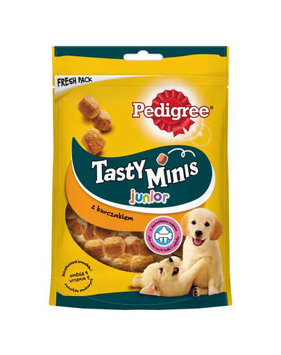PEDIGREE Tasty Minis Junior 125 g Recompense pentru catei, cu pui