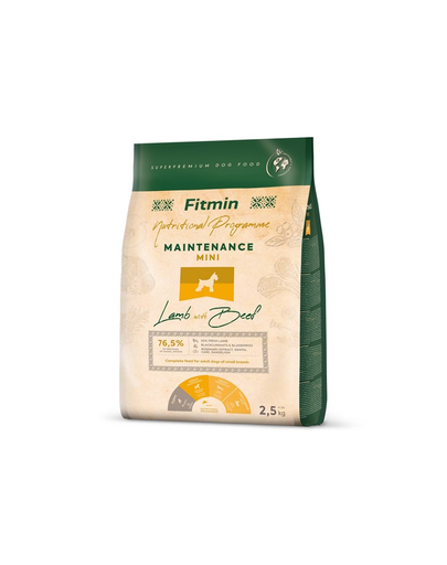 FITMIN Dog Nutritional Programme Mini Maintenance Lamb&Beef 2,5 kg Hrana caini adulti talie mica, cu miel si vita