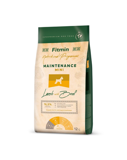  FITMIN Dog Nutritional Programme Mini Maintenance Lamb&amp;Beef 12 kg Sac hrana uscata caini talie mica, cu miel si vita 