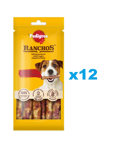 PEDIGREE Ranchos Chews for Longer 12x40g recompense pentru caini cu vita