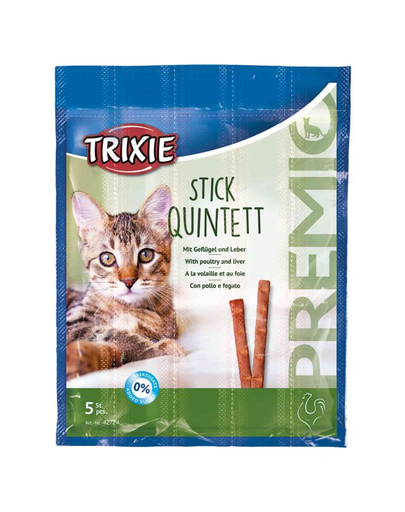 TRIXIE Snacki Premio Batoane pentru pisica 5 × 5 g cu pasare si ficat