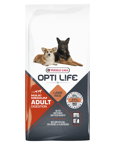 VERSELE-LAGA Opti Life Adult Digestion Medium&Maxi hrana uscata pentru caini de talie medie/mare cu sensibilitati 12,5 kg