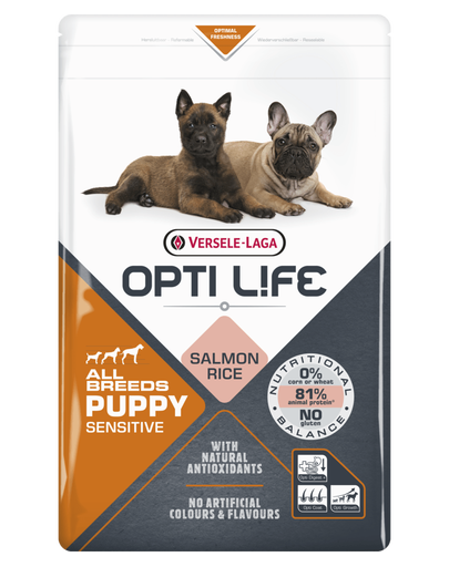 VERSELE-LAGA Opti Life Puppy Sensitive hrana uscata pentru caini juniori sensibili, cu somon 12.5kg