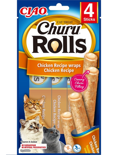 INABA Churu Rolls Chicken 4x10g rulouri pui pentru pisici