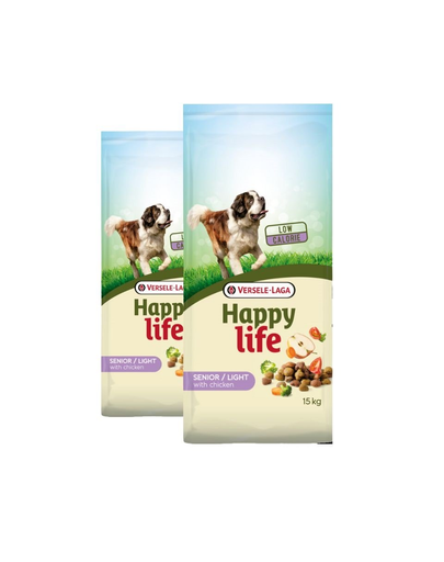 VERSELE-LAGA HAPPY Life light Senior Hrana uscata pentru caini seinor, cu pui 30 kg (2 x 15 kg) câini imagine 2022