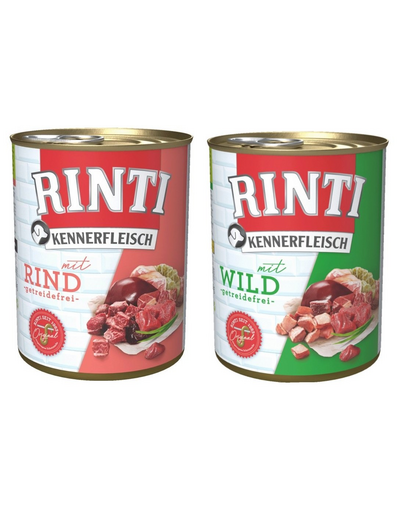RINTI Kennerfleisch 12 x 800 g + 12 x Beef 800 g mix conserve caini
