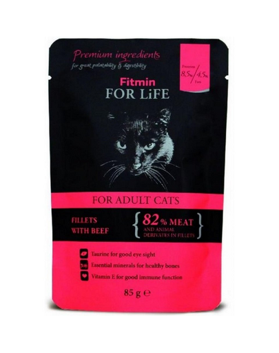FITMIN For Life For Adult Cats Beef 28 x 85 g hrana pisici, vita