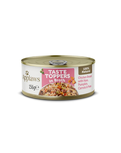 APPLAWS Dog Tin Taste Toppers Chicken Breast with Ham & Vegetables 6x156g piept de pui, sunca si legume (6x156g)