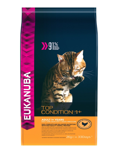 EUKANUBA Cat Adult All Breeds Top Condition Chicken & Liver Hrana uscata pentru pisici adulte, cu pui si ficat  2 kg