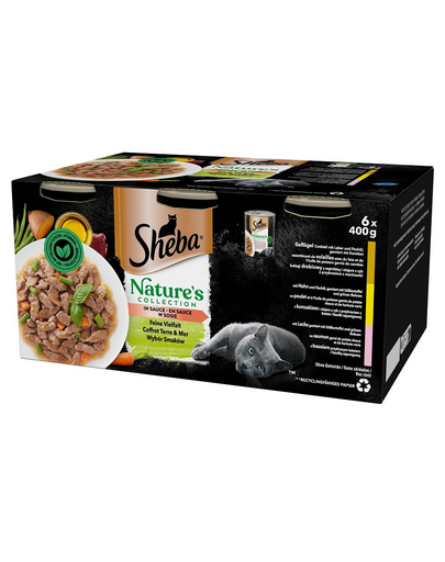 SHEBA Nature's Collection Conserve pisica 6x400 g cu pui si somon