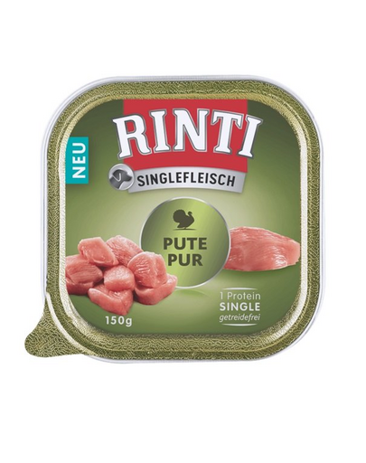 RINTI Singlefleisch Turkey conserve curcan pentru caini 20x150g