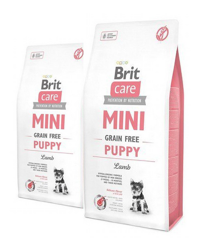 BRIT Care Mini Grain Free Mini Puppy Lamb hrana uscata caini juniori talie mica, cu miel 14 kg (2 x 7 kg)
