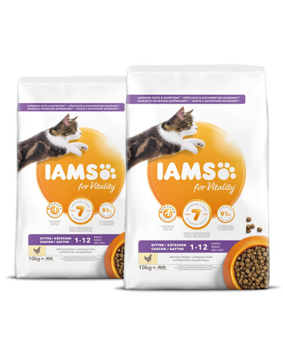 IAMS for Vitality Hrana uscata pentru pisoi, cu pui 20 kg (2 x 10 kg)