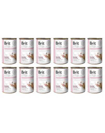 BRIT Veterinary Diet Hypoallergenic Salmon&amp;Pea pentru caini cu alergie 12x400 g hrana dietetica