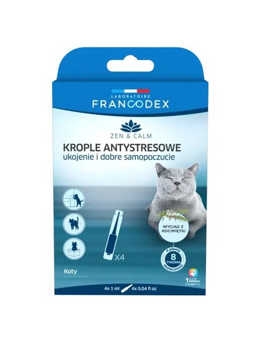 FRANCODEX Picaturi antistres cu iarba pentru pisici 4×1 ml 4x1