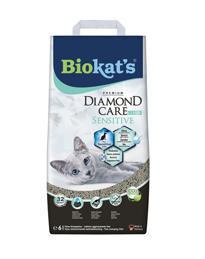 BIOKAT\'S Diamond Care Sensitive Classic 6 L nisip pentru pisici sensibile, din bentonita