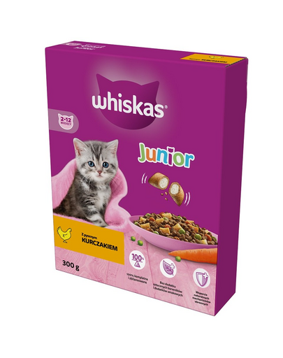 WHISKAS Junior 300 g hrana pentru pisoi cu pui delicios