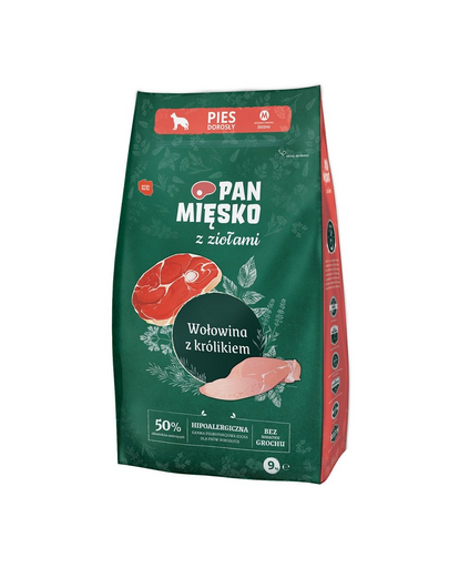 PAN MIĘSKO hrana caine rasa medie M 9 kg ierburi aromatice, vita si iepure aromatice