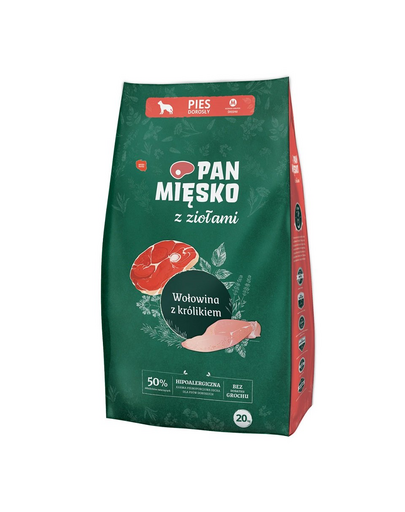 PAN MIĘSKO hrana caini rase medii M 20 kg ierburi aromatice, vita si iepure aromatice