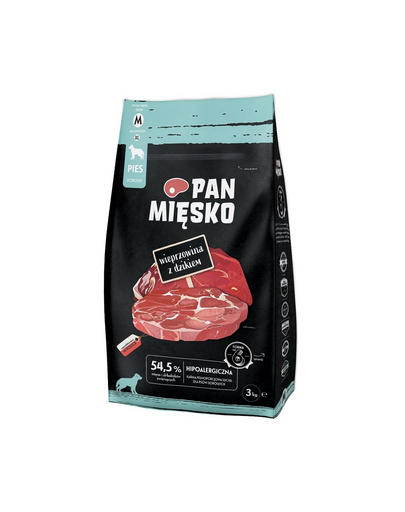 PAN MIĘSKO Hrana caini talie medie, carne de porc si mistret 9 kg câini