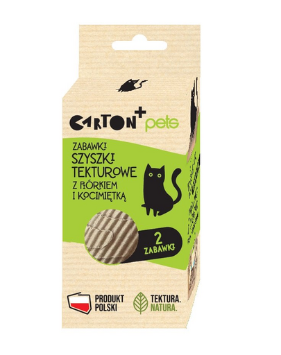 CARTON+ PETS Jucarie pisici conuri din carton cu pene si catnip 2 buc.