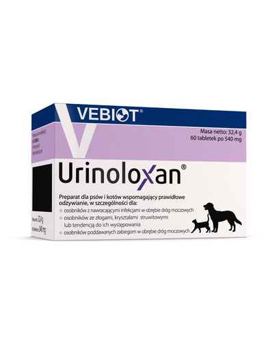 VEBIOT Urinoloxan 60 tabl. supliment caini si pisici, pentru prevenirea urolitiazei