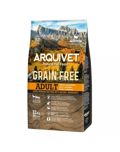 ARQUIVET Grain Free Adult hrana caini adulti, curcan si legume 12 kg