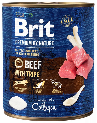 BRIT Premium by Nature 6 x 800 g Hrana umeda caini, cu vita si maruntaie