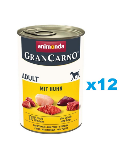 ANIMONDA Gran Carno Adult with Chicken 12x400 g Conserve cu pui pentru caini adulti
