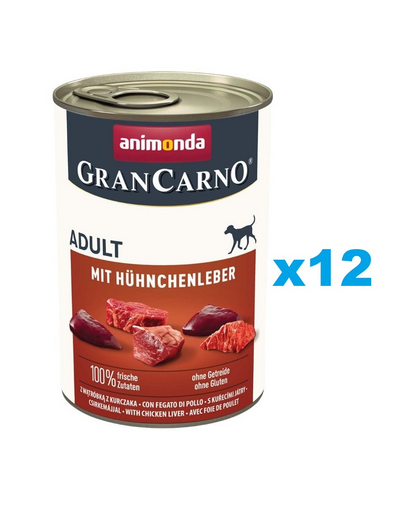 ANIMONDA Gran Carno Adult with Chicken liver 12x400 g Set hrana caine, cu ficat de pui