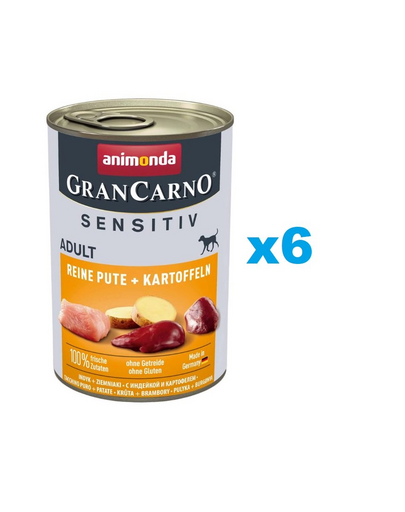 ANIMONDA Grancarno Sensitive Mancare cu curcan si cartofi, caini cu sensibilitati alimentare 6x400 g