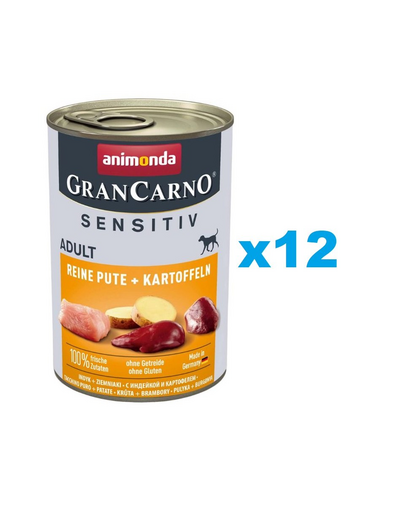 ANIMONDA Grancarno Sensitive Conserve curcan si cartofi pentru caine sensibil 12x400 g