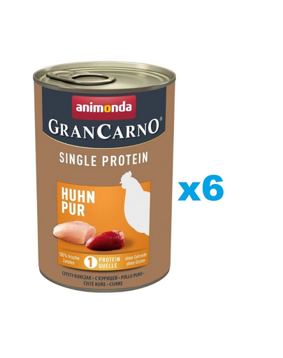ANIMONDA Gran Carno Single Protein Adult Chicken Pur 6x400 g Mancare umeda monoproteica, cu pui, caine adult