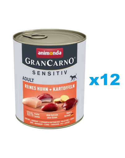 ANIMONDA Grancarno Sensitive Mancare umeda caini sensibili, cu pui si cartofi 12x800 g