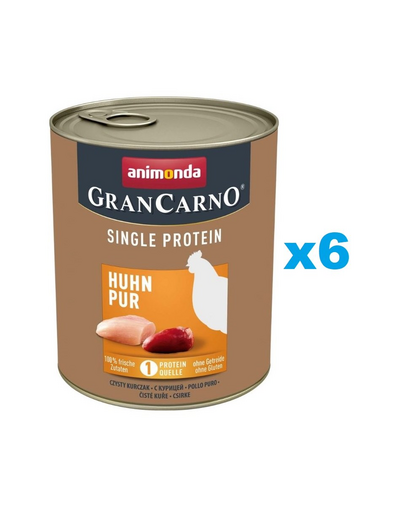 ANIMONDA Gran Carno Single Protein Adult Chicken pure 6x800 g Conserve monoproteice caine adult, cu pui