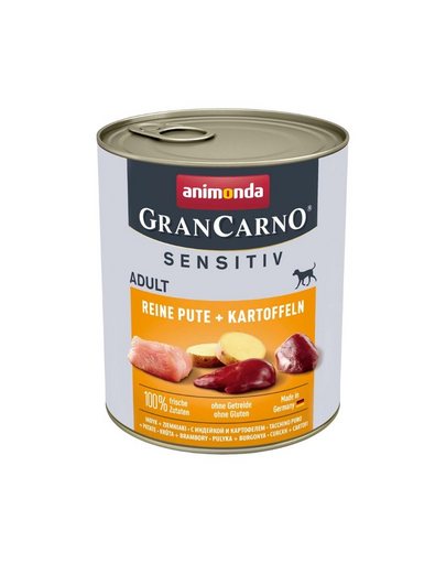 ANIMONDA Grancarno Sensitive Hrana umeda cu curcan si cartofi, pentru caini adulti sensibili 6x800 g