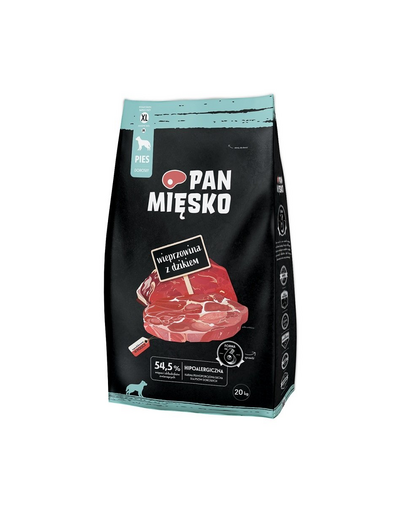 PAN MIĘSKO porc si mistret, hrana caini adulti XL 20 kg adulți