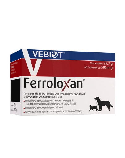 VEBIOT Ferroloxan Supliment pentru anemie si deficit de fier la caini si pisici 60 comprimate